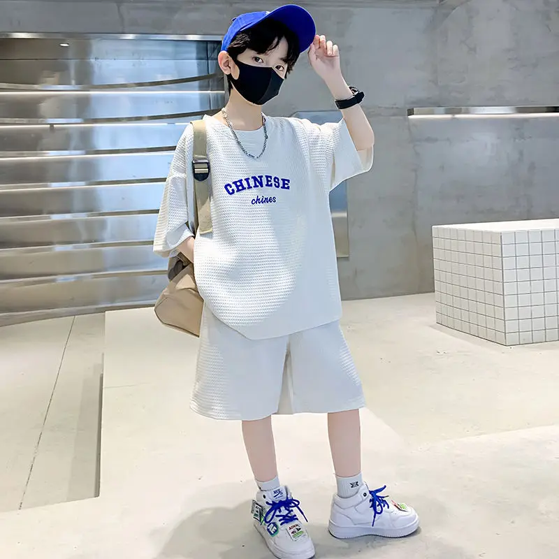 

Baby Boys Girls Cotton Clothing Kid 2023 Summer Outfits Short Sleeve Tshirts Shorts Crop Set Solid Loungewear Teenage Tracksuits