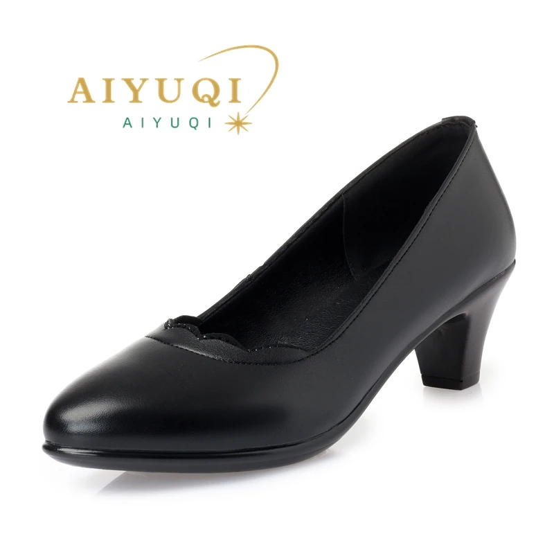 AIYUQI Women's Dress Shoes Genuine Leather 2023 New Large Size Women's Spring Shoes One Foot Slip-on Women's Shoes