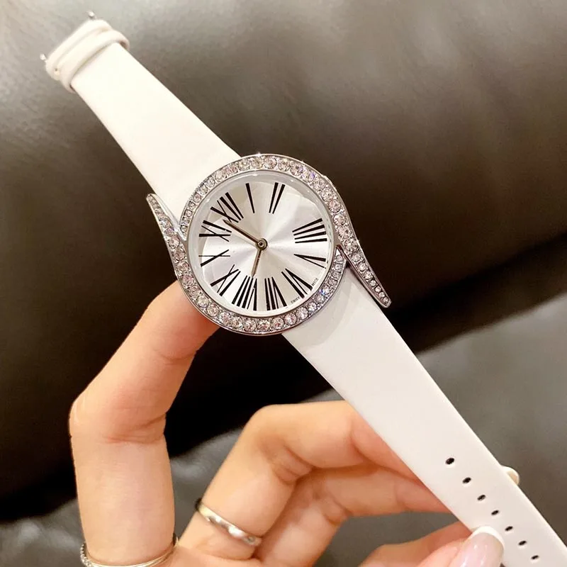 

Fashion Women Limelight Watch 69 Design Diamond Bezel Roman NUmber Dial Wristwatch Leather Strap Famous Brand Watches AAA+