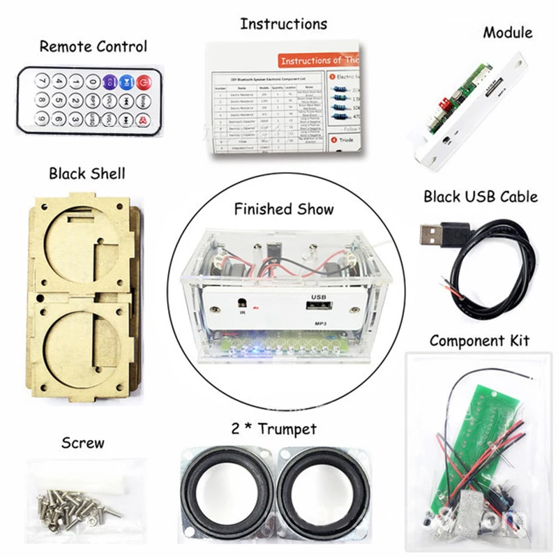 

3w+3w DIY Bluetooth-compatible Speaker Kit Component Electronics Soldering Project Practice Solder Assembly Electronic Kits