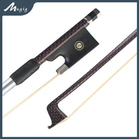 top braided carbon fiber 44 violin bow beautiful carbon grid weave red color sparkles ebony frog parisian eye white horsehair