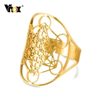 vnox wide metatron cube ring for women hollow hexagon finger band geometric occult faith jewelry