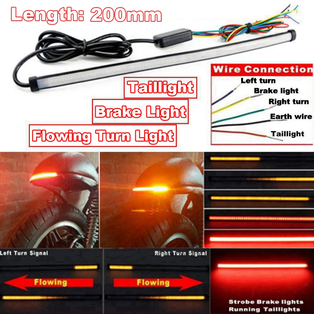 

Motorcycle Sequential LED Turn Signal Light Taillights Strip DC 12-24V Motorcycle LED Light Strip Driving Light Accessories