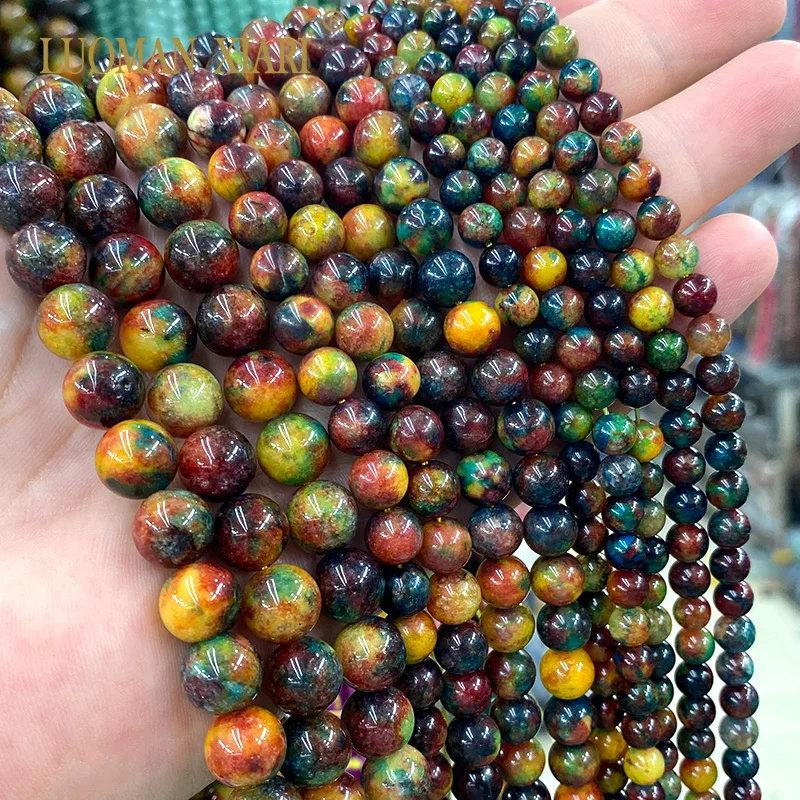 Натуральный камень, яшма для морских осадок, Свободные Круглые бусины-разделители, подвески для браслетов, аксессуары 4/6/8/10 мм, 15 дюймов