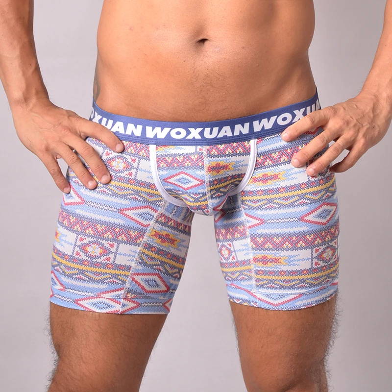 

AIIOU 5Pcs/Lot Fashion Vintage Print Underwear Sexy Men Boxer Shorts Breathable Male Panties Natural Cotton Long Underpants