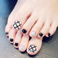 24pcs toe false nails tips multi color foot fake nails for manicure tools nail art decoration full cover false extension nails