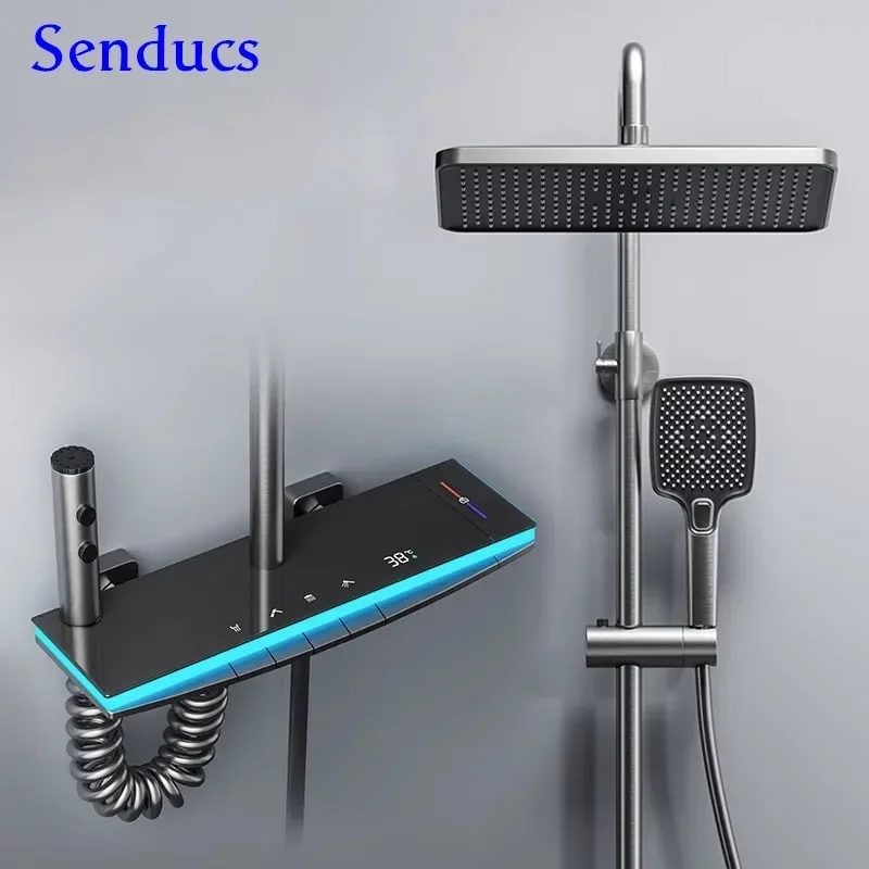 Новый цифровой душевой набор для фортепиано латунный смеситель ванной комнаты с