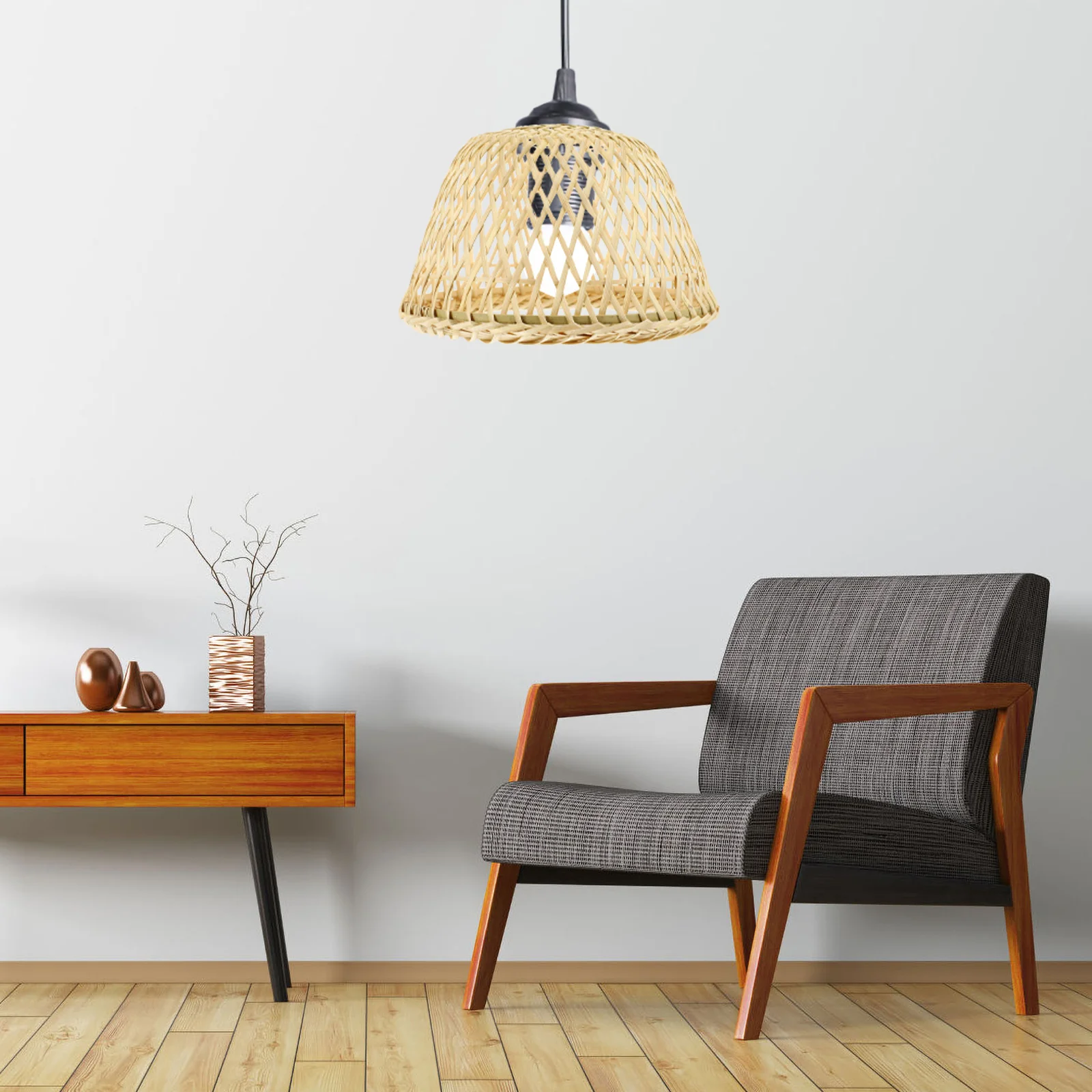 

Goblincore Room Decor Woven Basket Hand Lampshade Chandelier Cover Ornament Bamboo Weaving Dustproof
