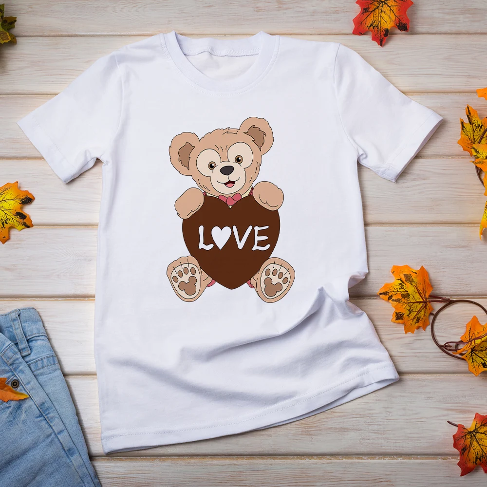 

Disney Bear Duffy Ropa Aesthetic Young Sweet Women T-shirt Cute Print Fashion High Street Clothes Summer 2022 Harajuku Tops Tee