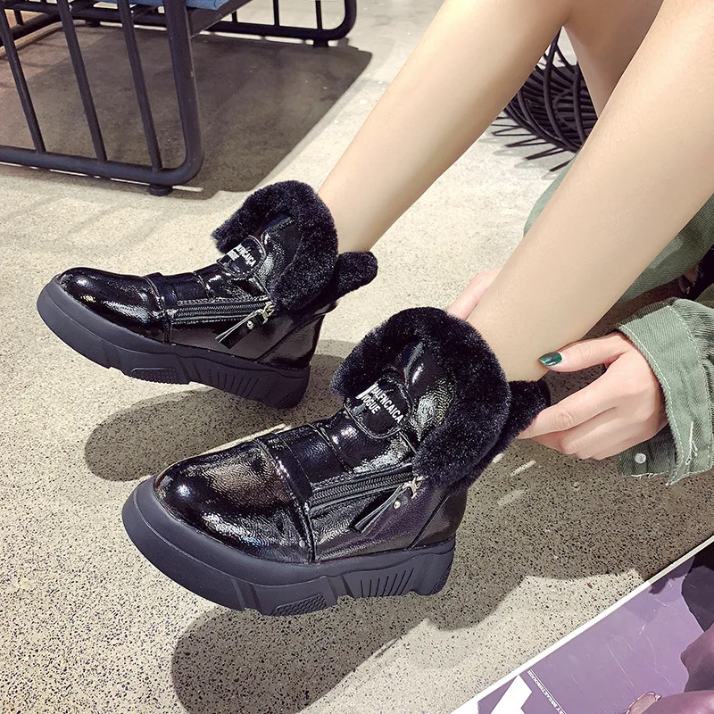 

Зимняя Теплая обувь, женские белые ботинки для снежной погоды с высоким верхом на молнии, зимняя бархатная женская повседневная обувь, черн...