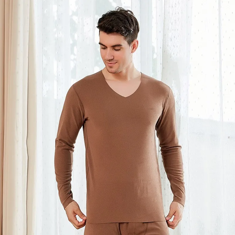 Mens Thermal Underwear Non-marking V-neck For Men Winter Long Johns Thermo Underwear Thermal Pants Anti-Cold Sweat-Absorbing