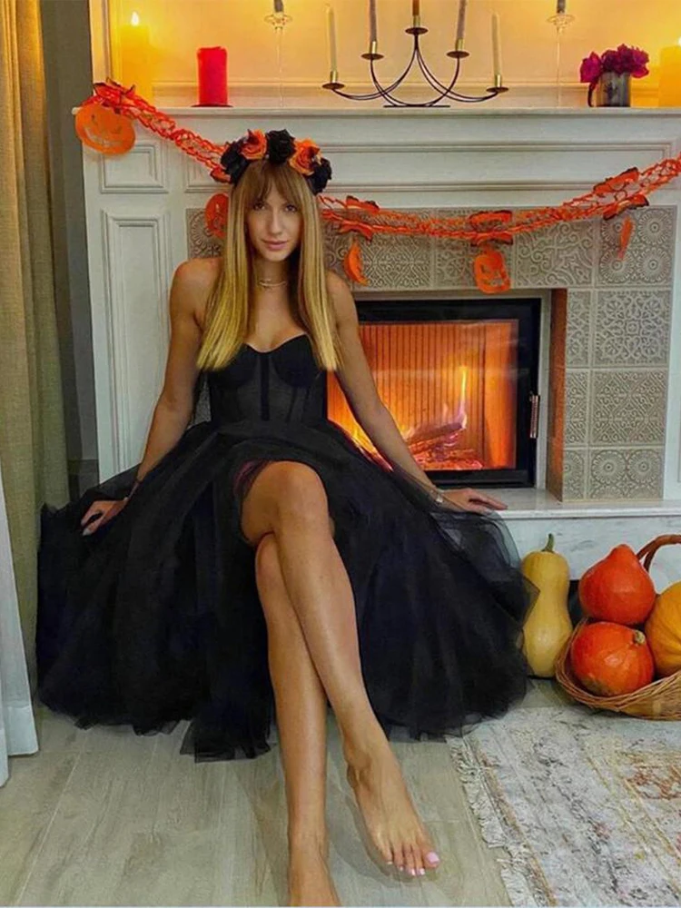 

2022 сексуальное черное платье для выпускного вечера без бретелек вечернее платье для выпускного вечера Тюлевое платье для вечеринки