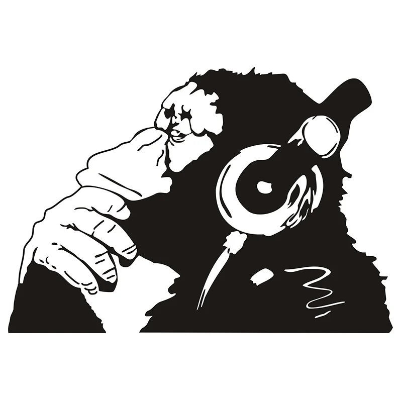 Наклейка на стену Бэнкси Обезьяна с наушниками POOMOO джанлука марциани стефано антонелли бэнкси