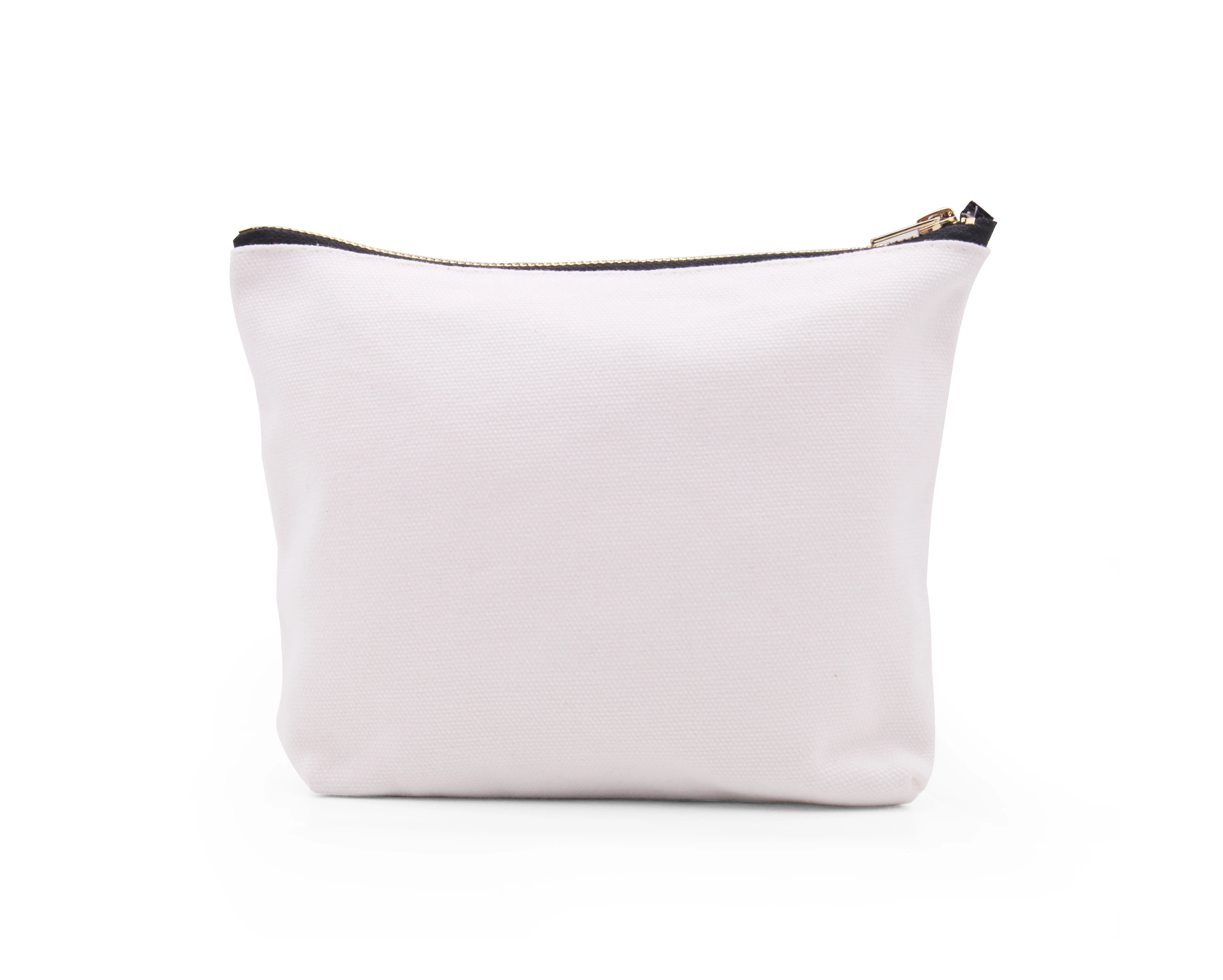 100pcs Plain Pure White Boat Design Cotton Canvas Cosmetic Zipper Pouch Bags Custom Accept