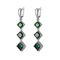 womens fashion hyperbolic long drop earrings square cubic zircon stone bohemia dangle earring accessories female ear jewelry