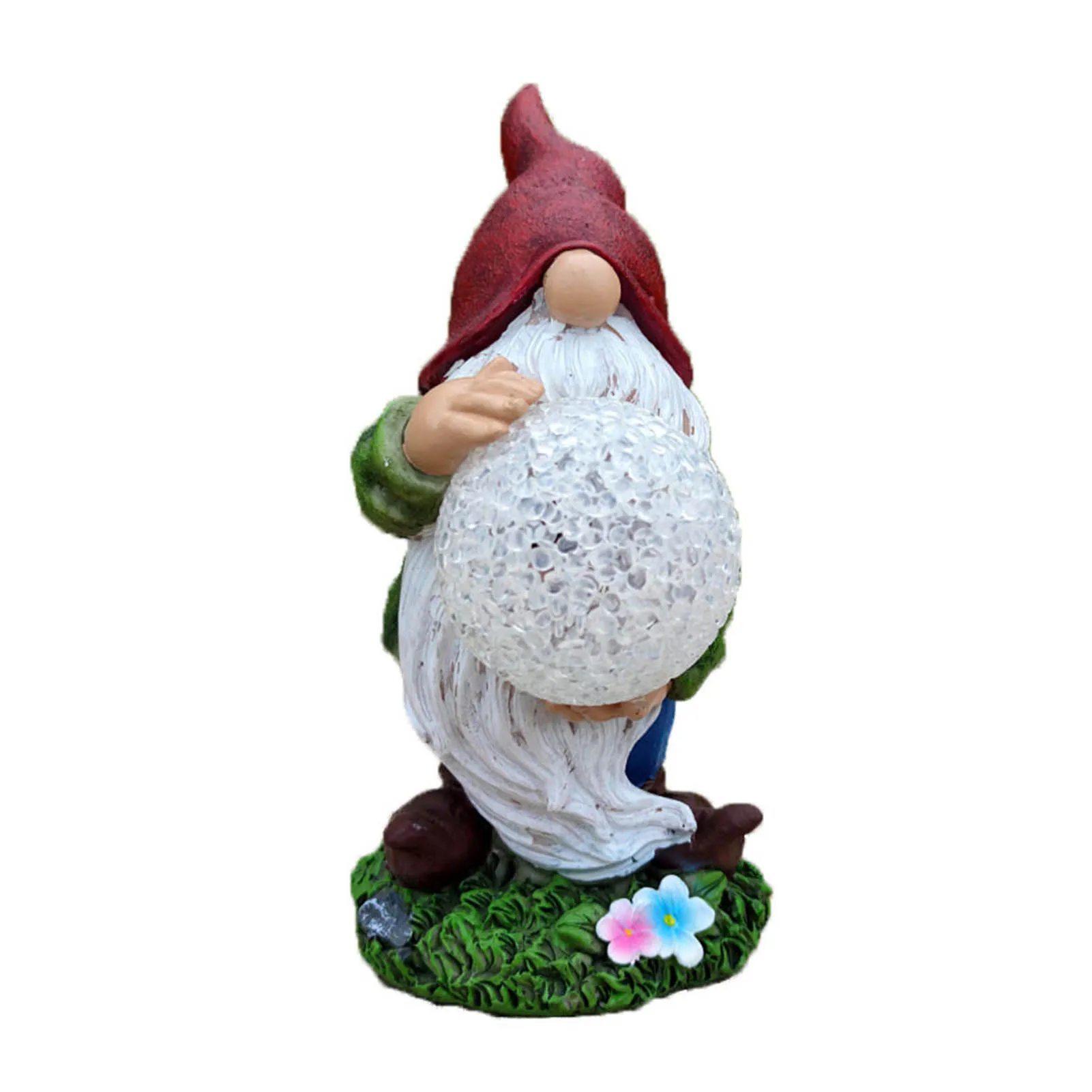 

Whimsical Garden Gnome Statue Resin Garden Dwarf Carrying Magic Ball Solar Powered LED Outdoor Decor Light Agreeable
