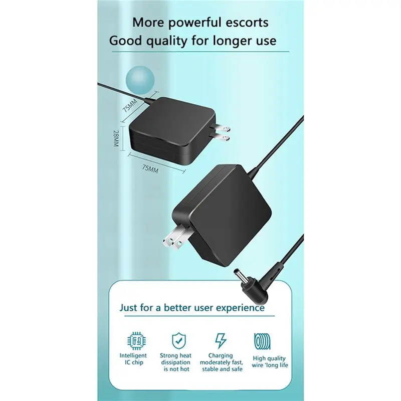 Фото Превосходный адаптер питания 3X 65W 19V/3.42A 4.0X1.35Mm 1.8M для ноутбуков ASUS X540S, X5405A, X540UA, X540LA, X553, X553MA (вилка стандарта США) №3