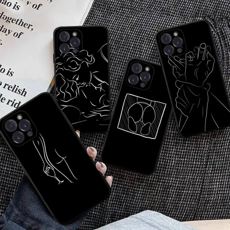 

Minimalist Line Sexy Phone Case Silicone Soft for iphone 14 13 12 11 Pro Mini XS MAX 8 7 6 Plus X XS XR Cover