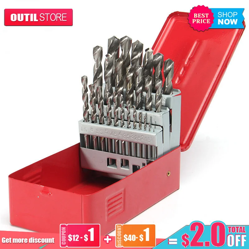 

Набор спиральных сверл FGHGF, 25 шт., 1-13 мм, набор из быстрорежущей стали для сверления дерева, металлические метрические детали для электроинст...