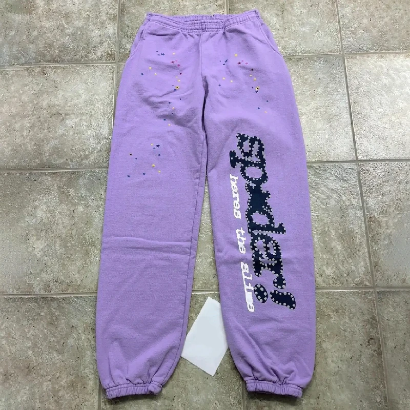 

Фиолетовые спортивные штаны Sp5der 555555 для мужчин и женщин, брюки с паутиной звездой, джоггеры, молодежные брюки для спортзала