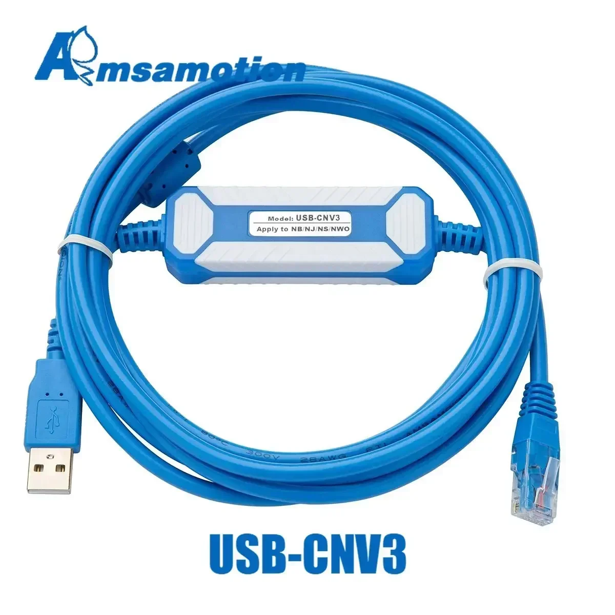 Фото Адаптер Amsamotion USB-CNV3 обновленной версии, подходящий для программирования ПЛК Fuji серий NB, NJ, NS, NW0, кабель для программирования. №1