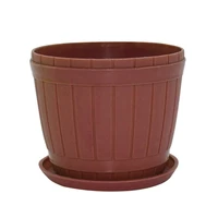 plastic imitation wooden bucket flowerpot planter home garden decor plant holder