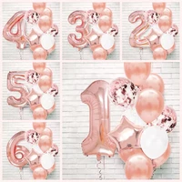 number foil rose gold latex balloons happy birthday party decoration kids first baby girl 1st 1 2 3 4 5 6 7 8 9 years old