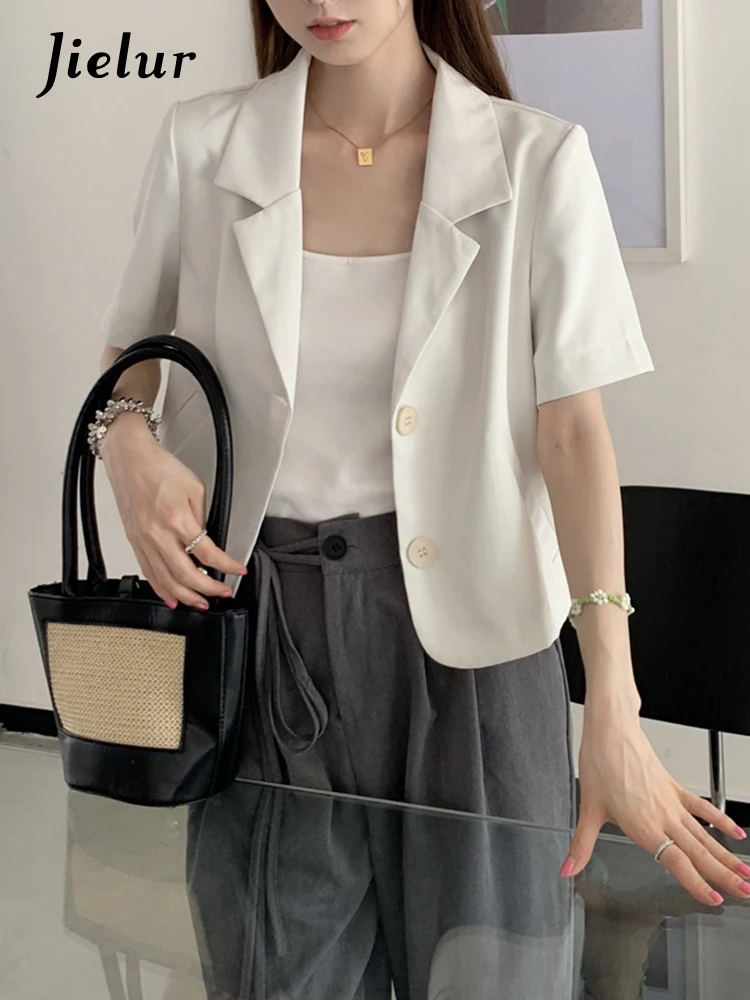 Jielur Женский офисный костюм Летняя короткая куртка во французском стиле рабочая