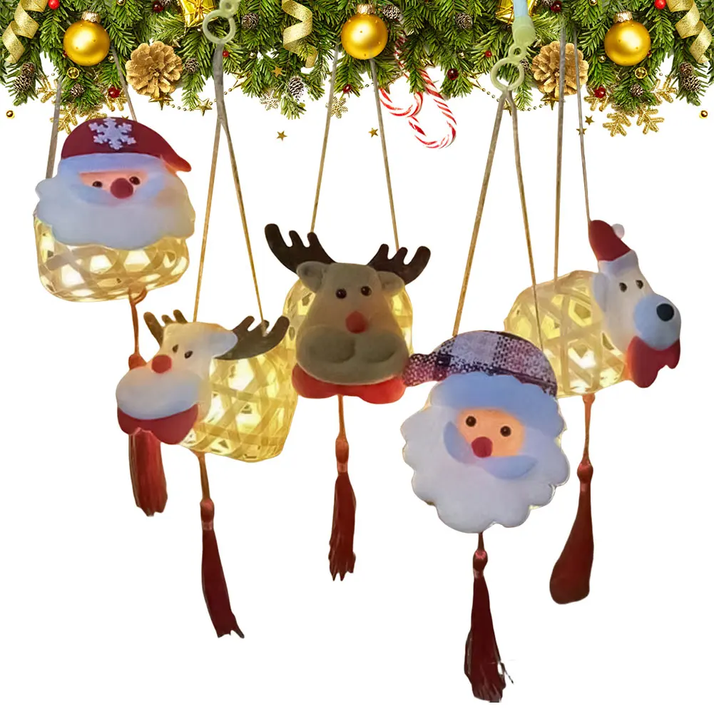 Рождественский бамбуковый тканый фонарь со светодиодной подсветкой креативный