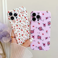shockproof vintage flower phone case for iphone 13 11 12 14 pro x xs max xr 7 8 plus camera protection matte soft back cover bag