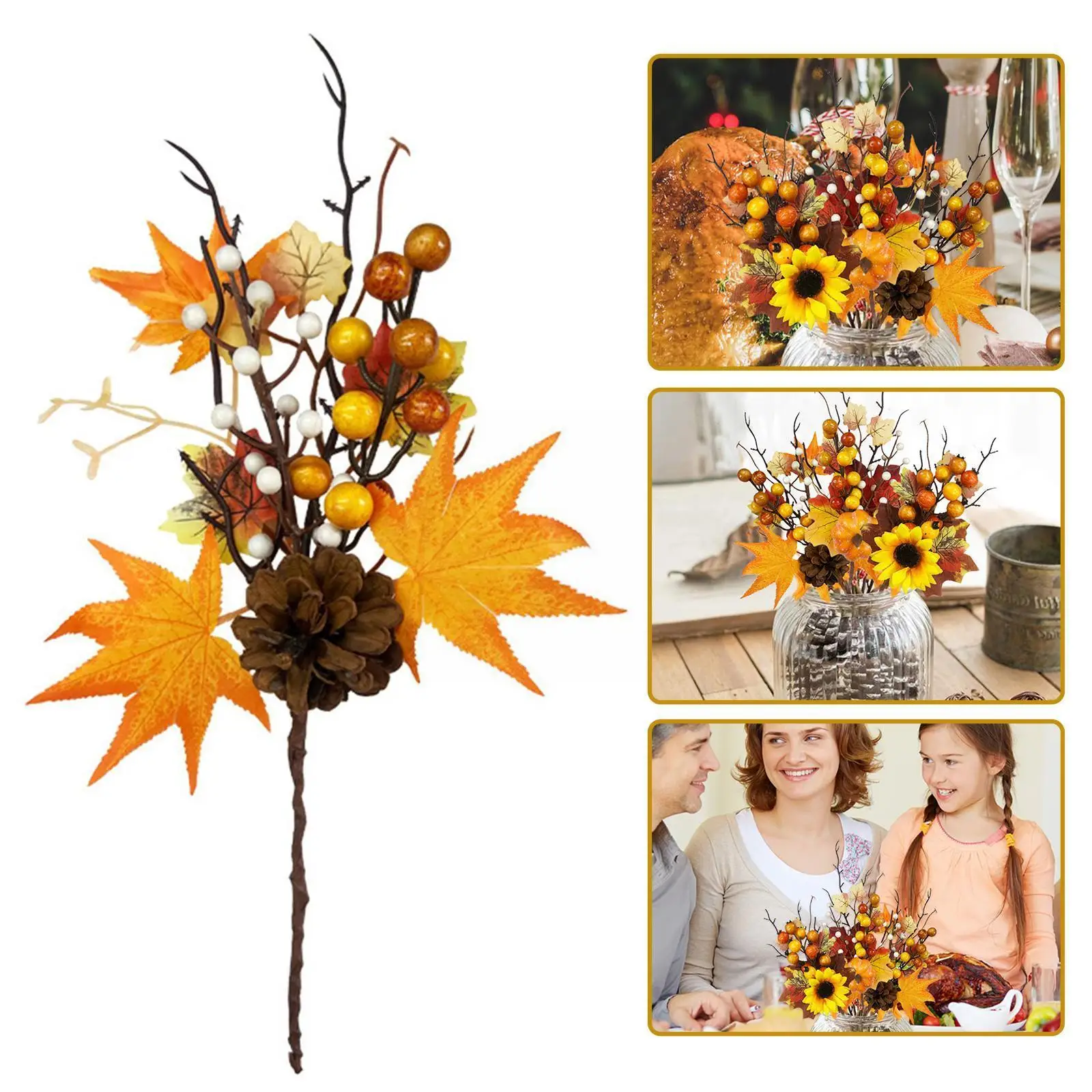 

Artificial Leaf Maple Fake Branch Fall Leaves Stems Autumn Diy Orange Branches Garland Berry Pumpkin Picks Thanksgiving Dec M5g0