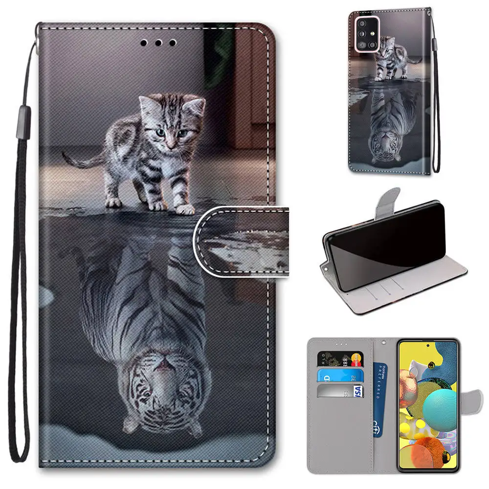 

Tiger Floral Leather Flip Case For Huawei P Smart Plus P30 P20 Lite Pro Y5 Y6 2018 Y7 2019 Phone Cover Wallet Painted Capa P08F
