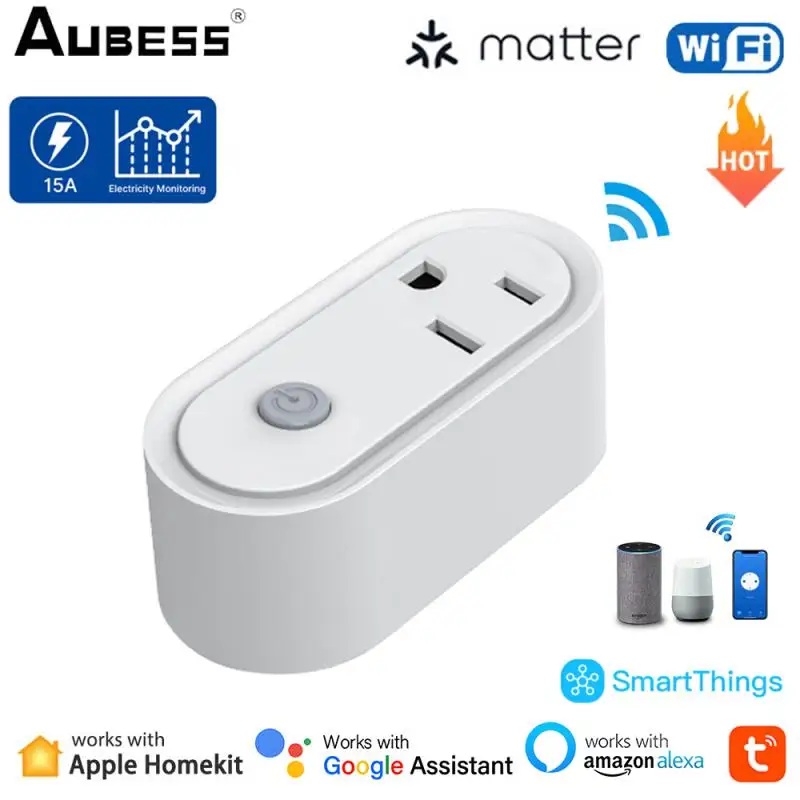 

Matter WiFi Smart Socket US Smart Plug Timer with Power Metering Apple Homekit Remote Control Works With Alexa Google Home