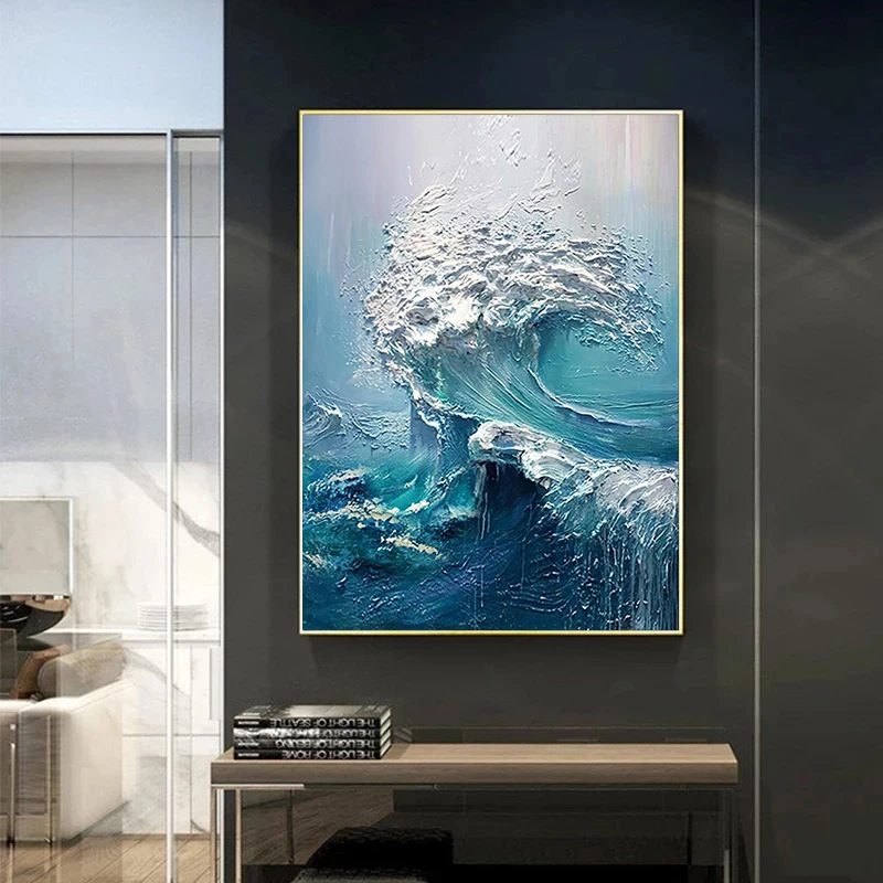 Современная абстрактная фотография голубого океана фотокартина опускающаяся от