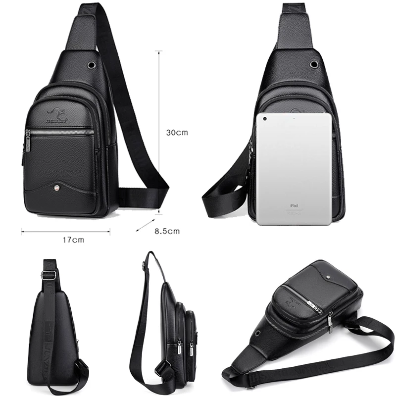 Мужская Повседневная деловая сумка через плечо из искусственной кожи с USB для