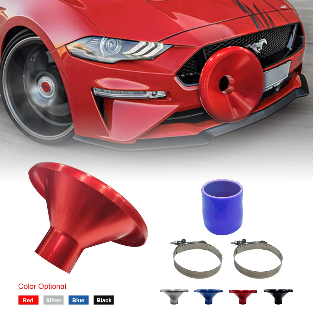 

2.75" Car Bellmouth Velocity Stack Adapter Air Intake Turbo Horn Silver Blue Red Black Tone Air Intake Turbo Horn with 2.75 Hose