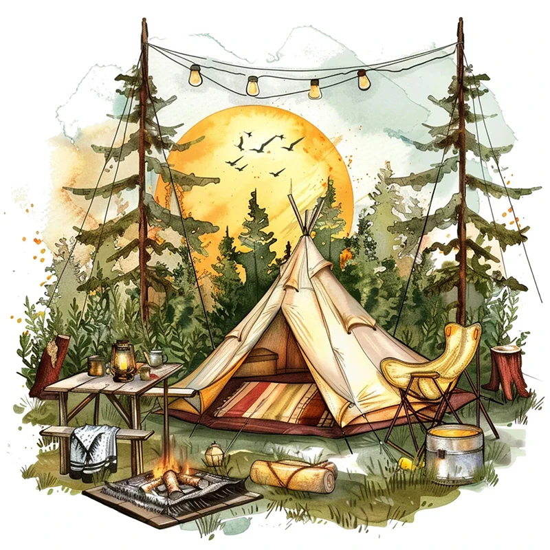 

1 шт., акварель, украшение для кемпинга, гостиная, спальня, украшение для туалета, наклейки на стену