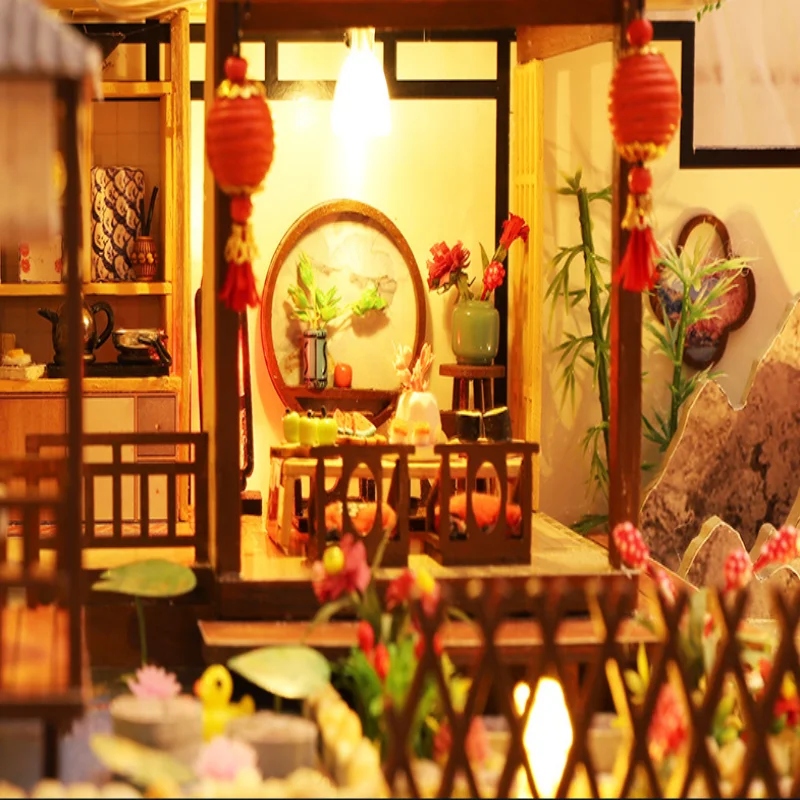 Фото OUZEY Oriental Forest Retreat DIY, 3D деревянный дом-чердак, большая винтажная модель для подростков №2