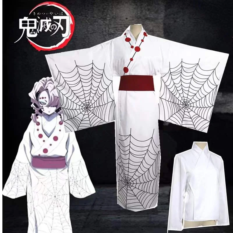 

New Hot Anime Demon Slayer Kimetsu no Yaiba Spider Oni Ayaki Rui Cosplay Costume Women's Kimono Full set Halloween Party Outfit