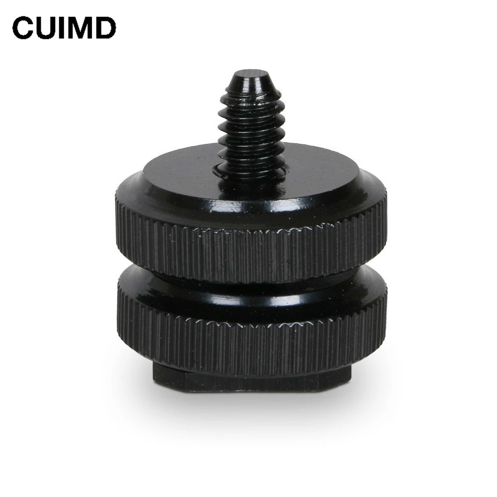 1/4" 3/8 inch Dual Nuts Tripod Mount Screw Black To Flash Hot Shoe Adapter For Camera Studio Accessory