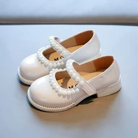 2022 spring autumn children shoes girls soft sole leather shoes beaded princess mary jennys party fashion students dress shoes