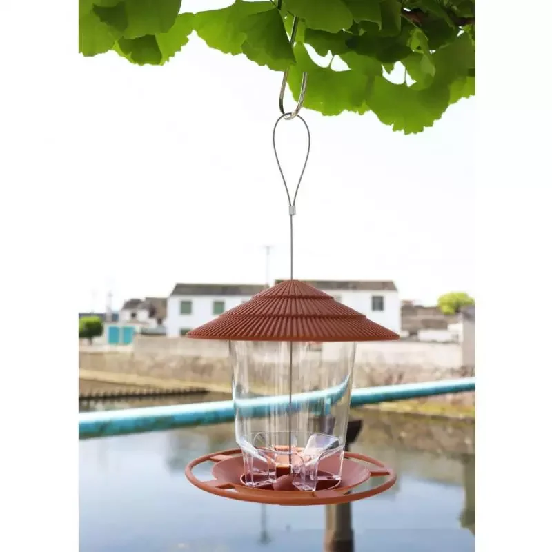 

Waterproof Gazebo Hanging Wild Bird Feeder Outdoor Container With Hang Rope Feeding House Type Bird Feeder Aves Decor