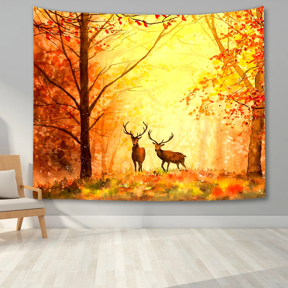 Зимний гобелен в виде страны чудес олень Настенный декор подвесной лес для
