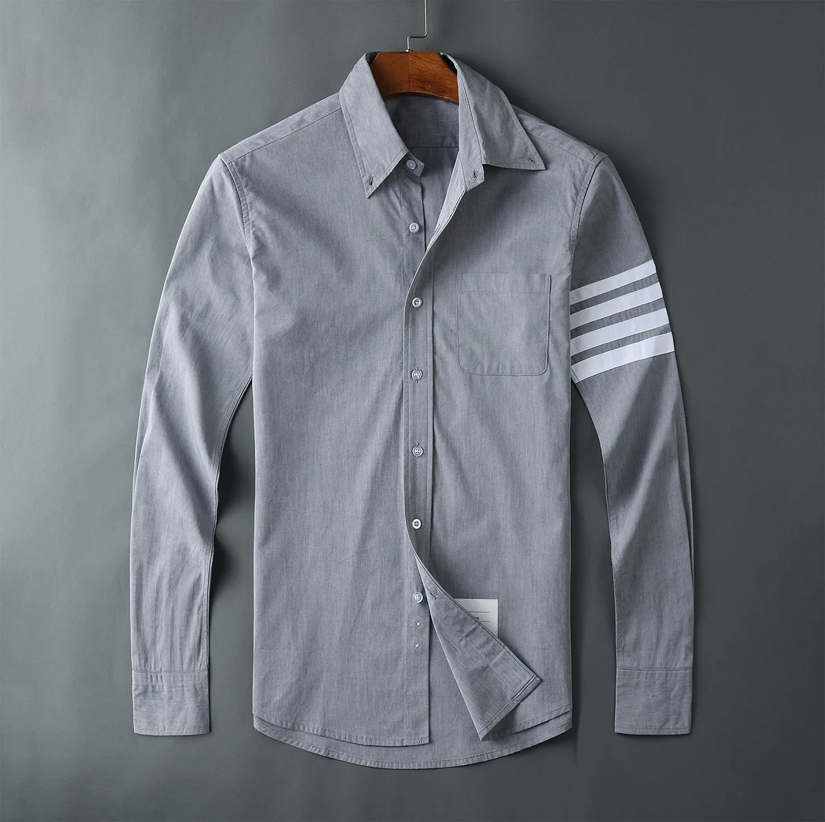 

Man Shirt Gentleman Turn Down Collar Poplin Solid New Shirts Men Slim Gray Long Sleeve Casual Shirt Thin Men's Clothing