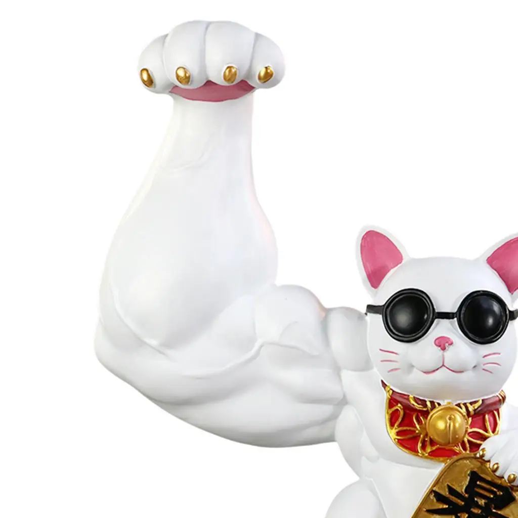 

Chinese Lucky Cat Waving Arm Good Luck Feng Shui Home Door Interior Decor white rich