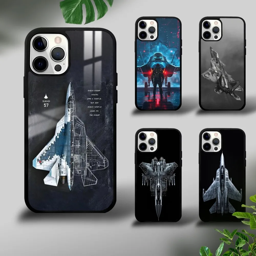 Черный крутой чехол для телефона Fighter Jet iPhone 16 15 14 13 12 11 Pro Xs Max Mini Plus Celulares Hard Funda