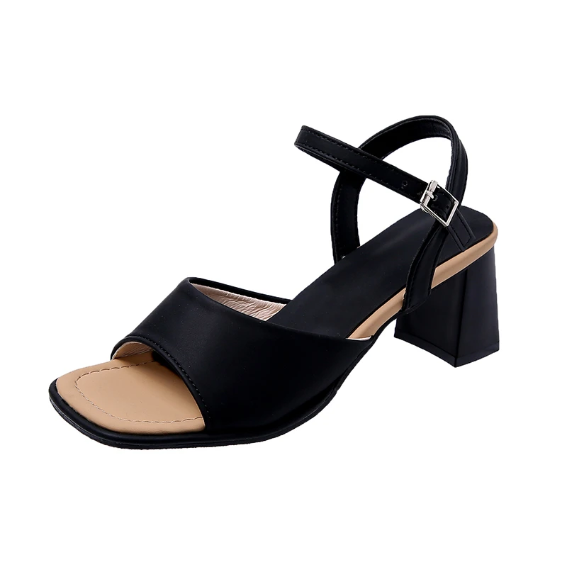 Summer Open Toe Sandals Women's Modern Sandals Fashion Buckle Strap Square High Heels Sexy Ladies Party Heel Shoes Zapatos Mujer