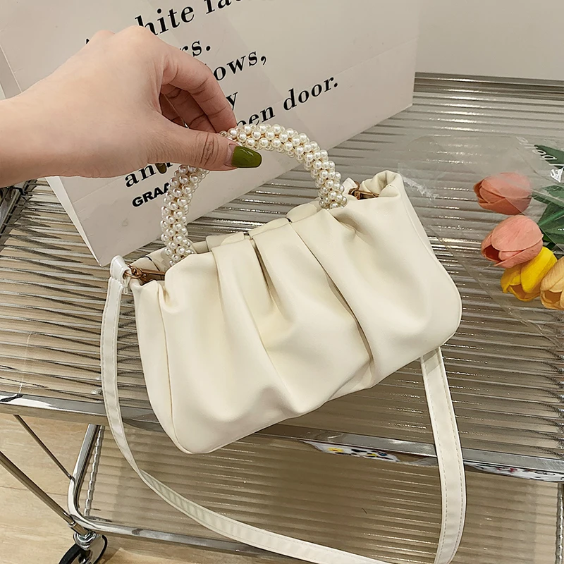 Fashion Pearl Handle Women Dinner Clutch Purse Handbags Luxury Design Ladies Square Shoulder Bags Female Small Messenger Bag