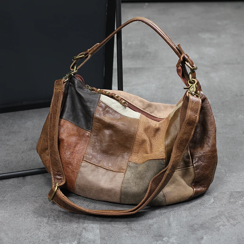

Vintage Genuine Leather Women Bag Soft Leather Female Underarm Bag Fashion Shoulder Crossbody Bag Portable Tote Bags Moon Pack