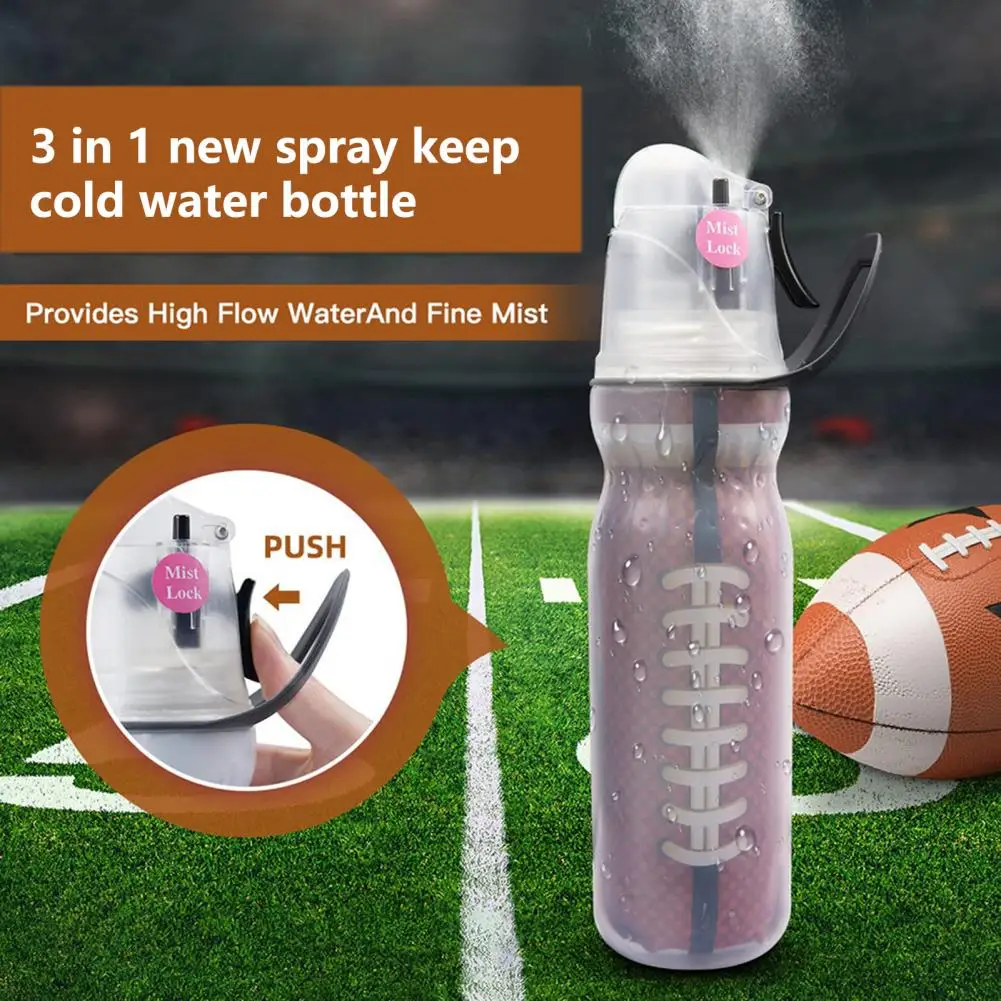 

590ml Cool Spray Mug Refill Water BPA Free Three Layers Cold Retention Spray Water Cup Baseball Basketball Sport Water Bottle